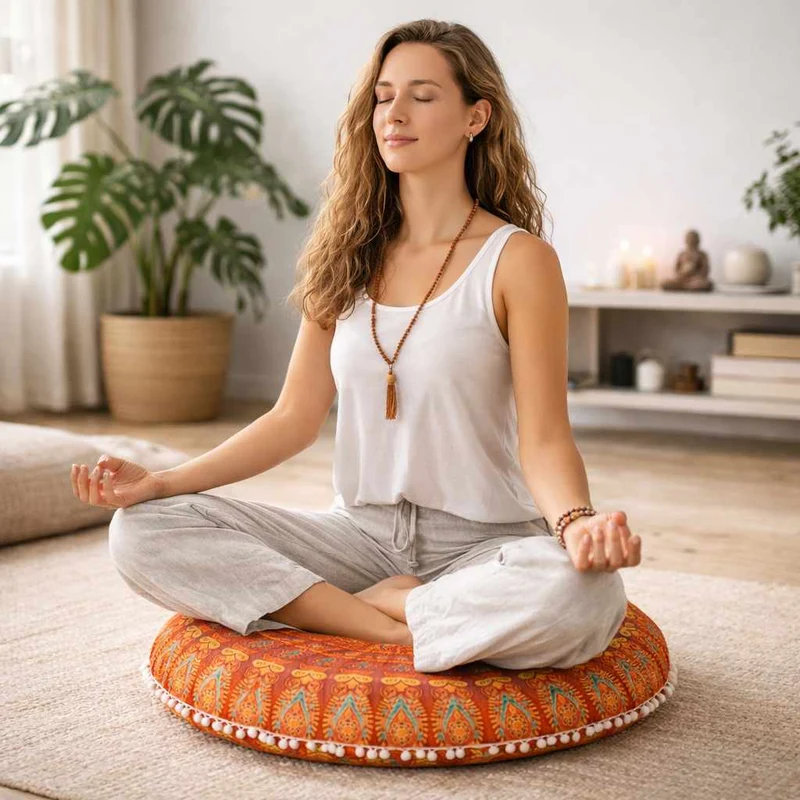 Coussin de Méditation style Tibétain orange