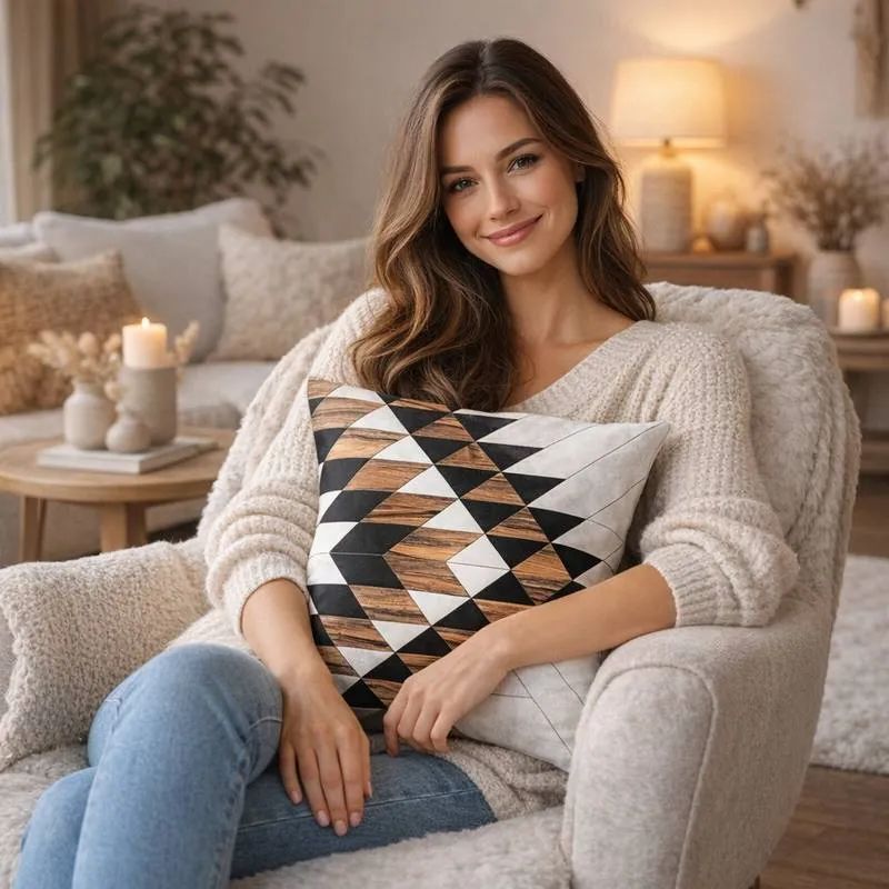 Housse Coussin Carré chêne design