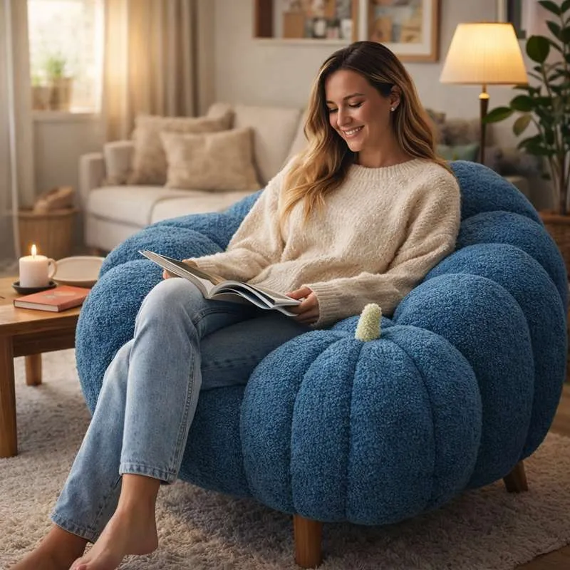 Coussin Citrouille bleu
