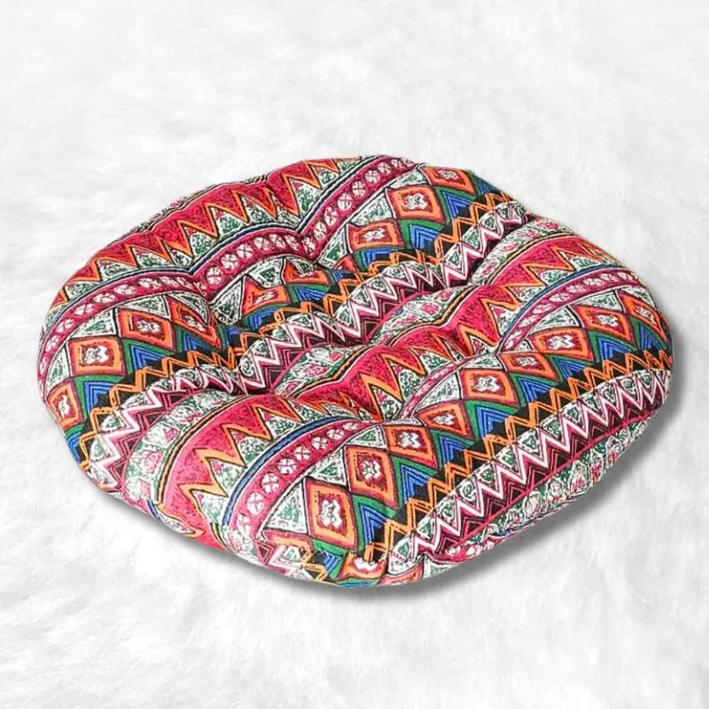 Coussin de Chaise Rond Ethnique rouge