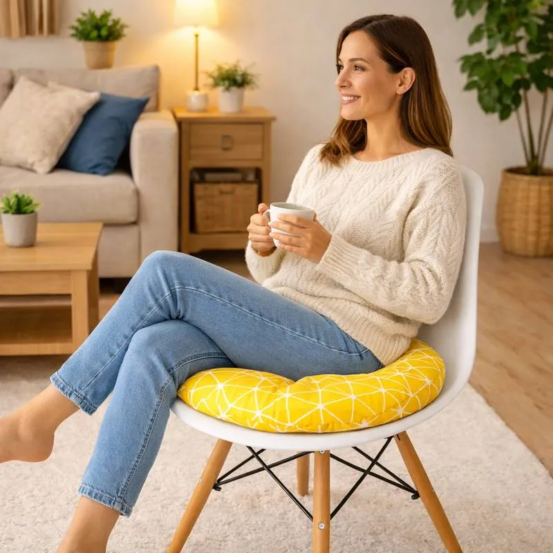 Coussin de Chaise Rond jaune