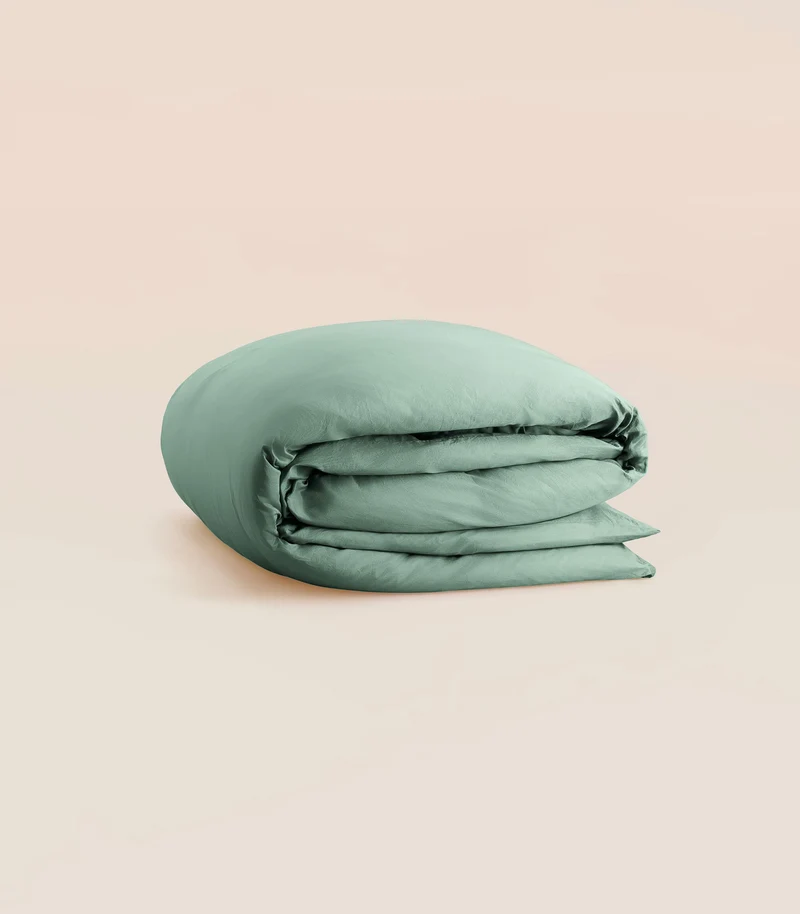 Housse de couette en satin de coton - Vert sauge