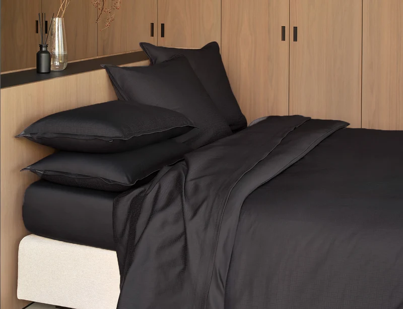 Drap housse Satin de coton - LATTICE CARBON