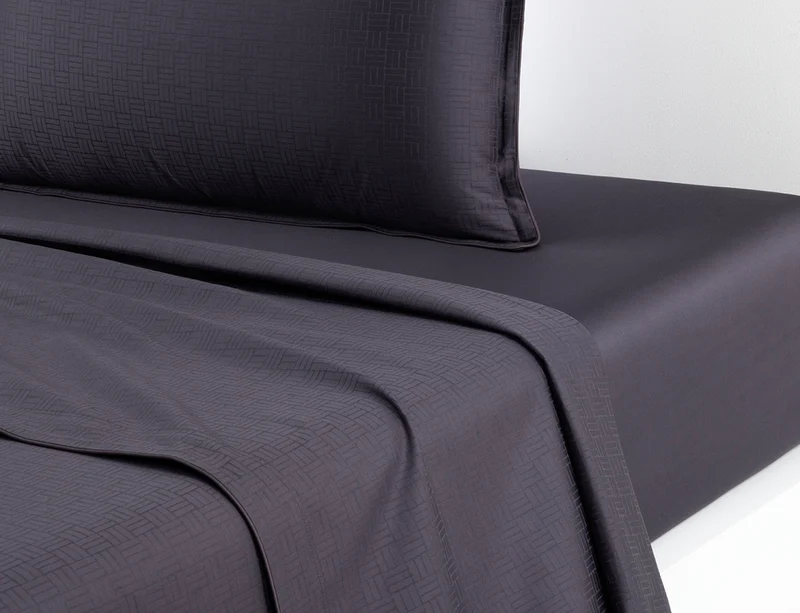 Drap plat Satin de coton - LATTICE CARBON