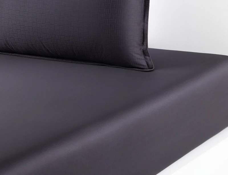 Drap housse Satin de coton - LATTICE CARBON