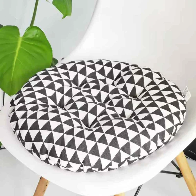 Coussin de Chaise Rond noir & blanc