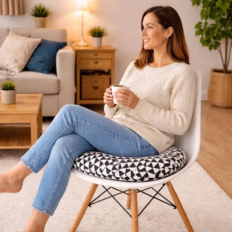 Coussin de Chaise Rond noir & blanc