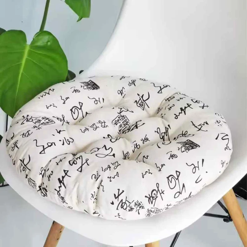 Coussin de Chaise Rond Écriture blanc