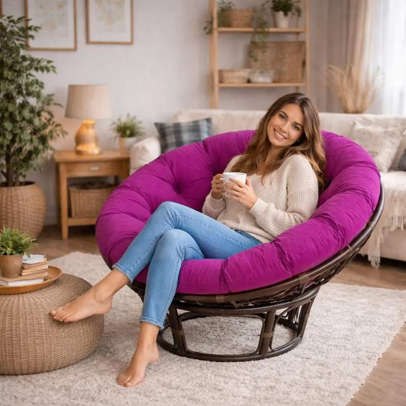 Coussin pour Fauteuil en Rotin rond violet