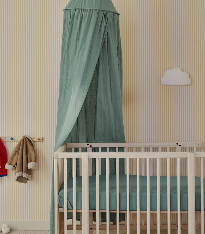 Draps housse percale de coton bébé - Vert Sauge