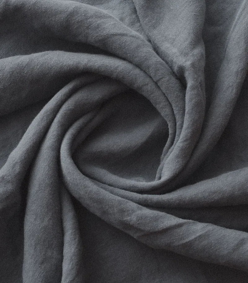 Drap housse en lin lavé - Gris ardoise