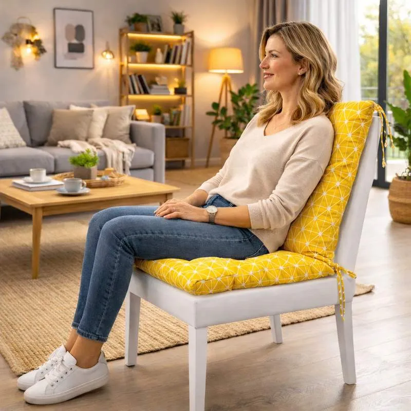 Coussin de Chaise avec Dossier jaune