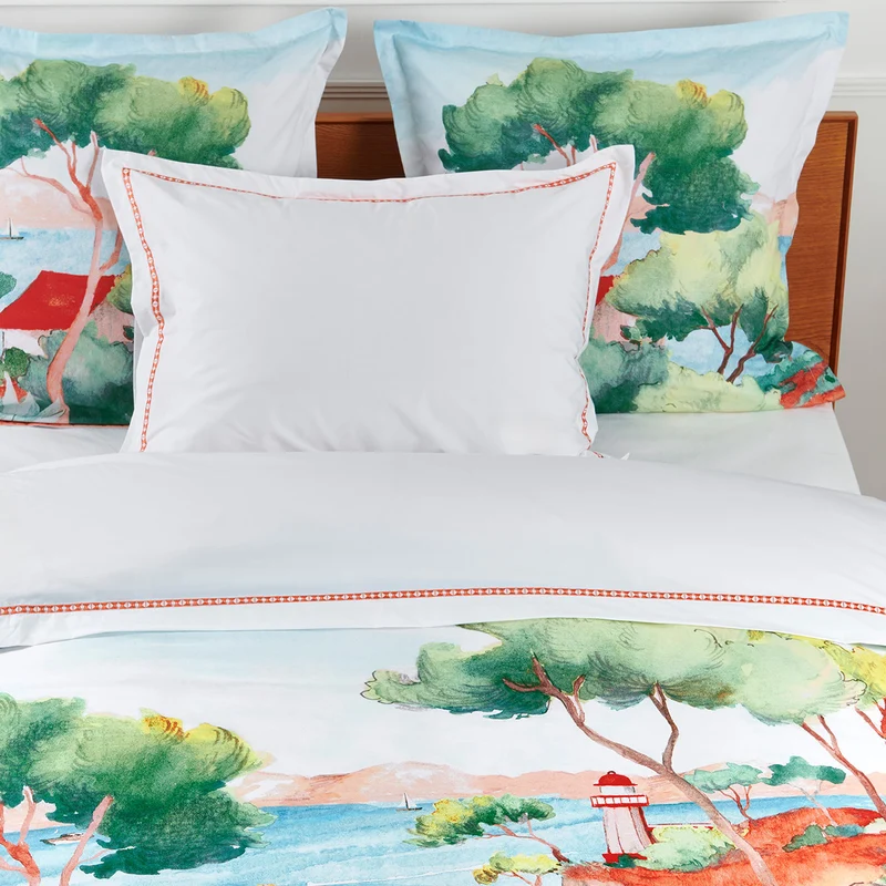 Taie d'oreiller À l’ombre des pins - Percale de coton 120 fils/cm²
