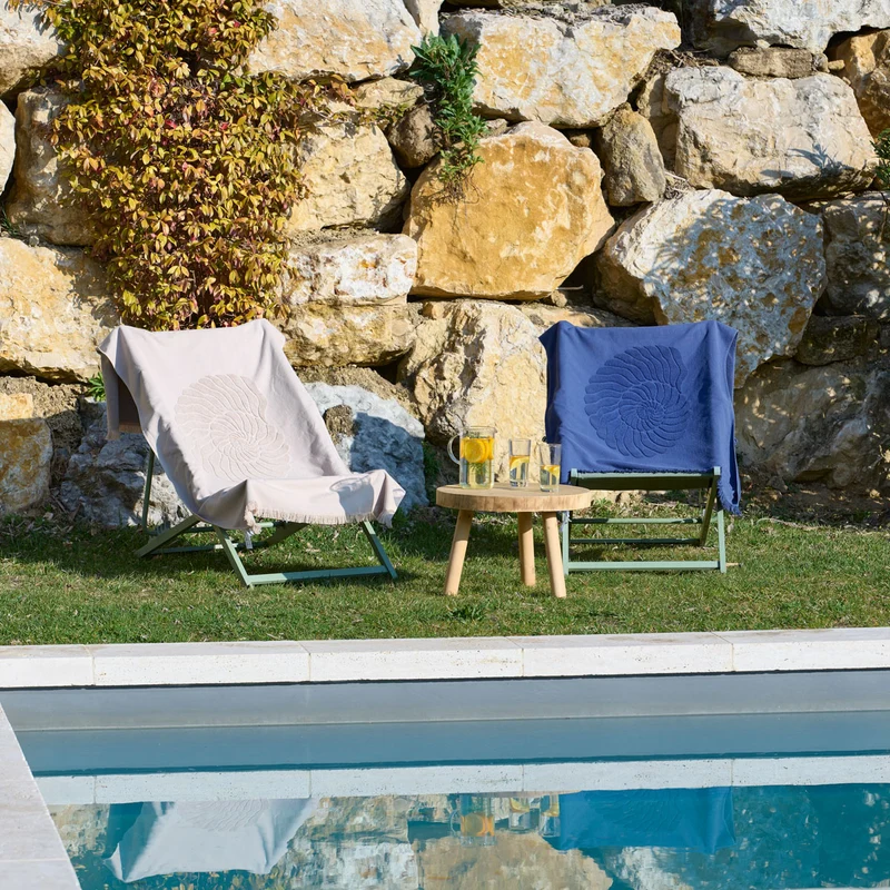 Drap de plage Coquillage - Eponge jacquard ciselée 550 g/m²