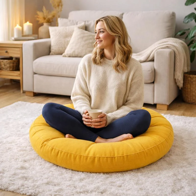 Coussin de Sol Rond jaune