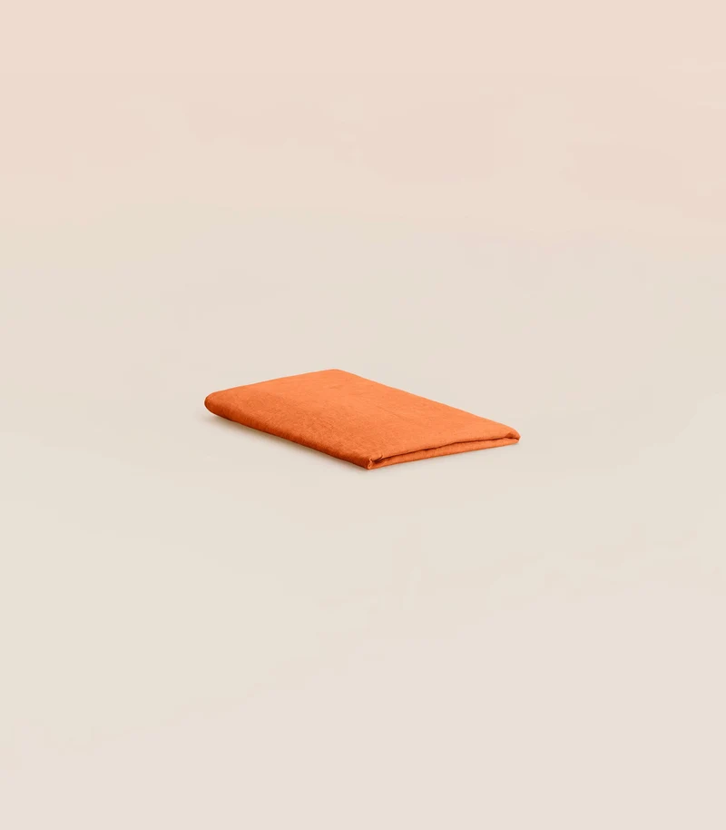 Drap housse en lin lavé - Orange terracotta