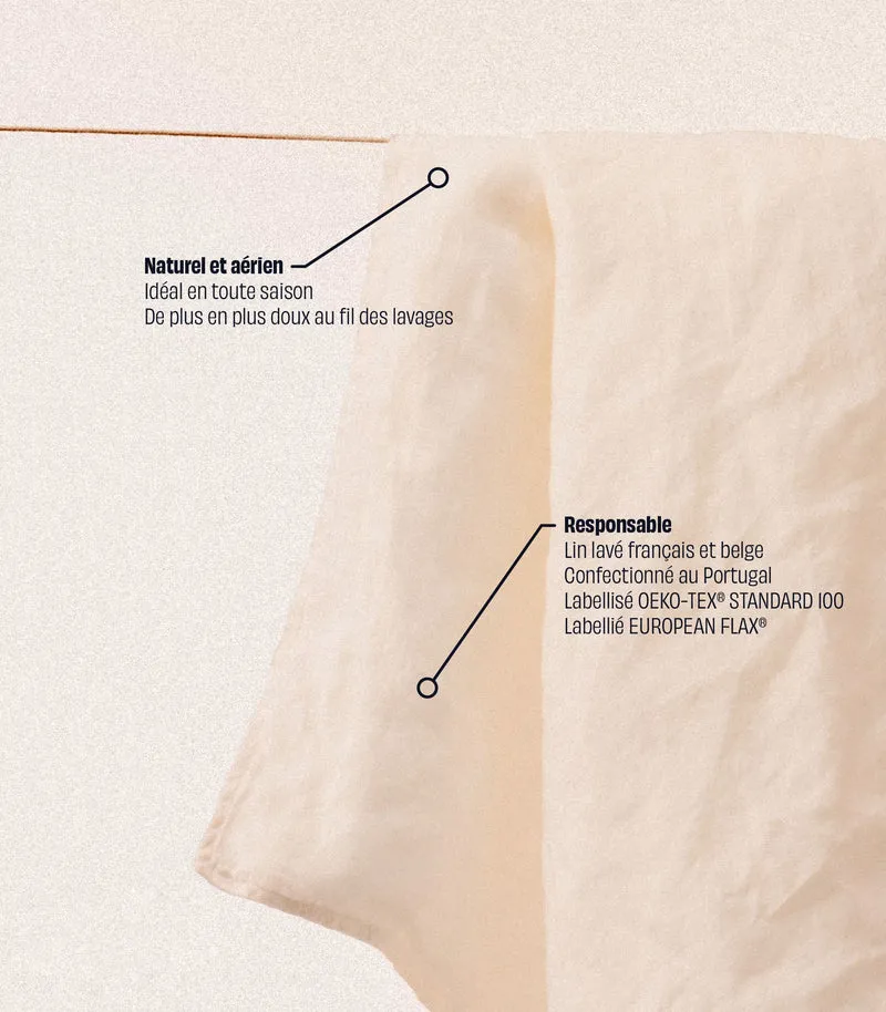 Drap housse en lin lavé - Ecru naturel