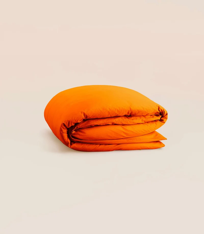 Housse de couette en percale de coton - Orange magma