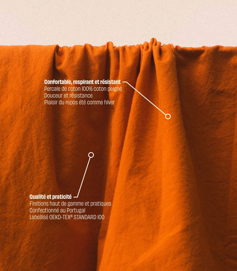 Housse de couette en percale de coton - Orange magma