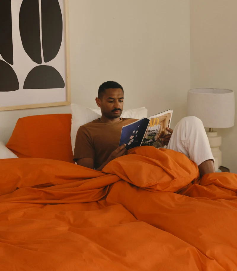 Housse de couette en percale de coton - Orange magma