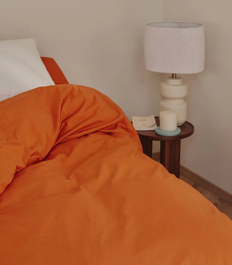 Housse de couette en percale de coton - Orange magma