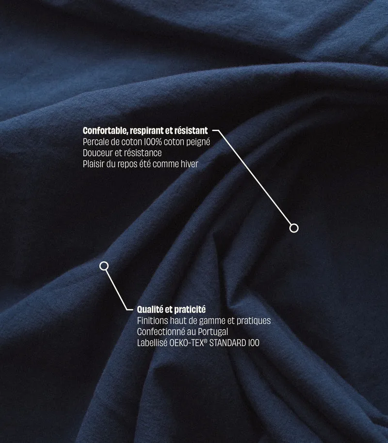 Housse de couette en percale de coton - Bleu océan