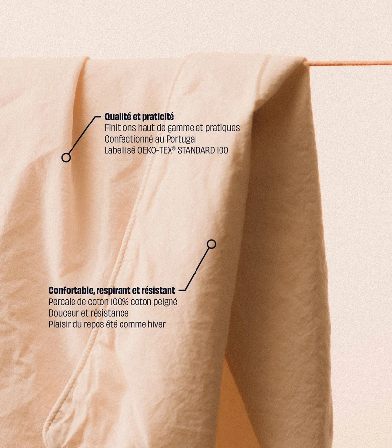 Housse de couette en percale de coton - Beige ivoire