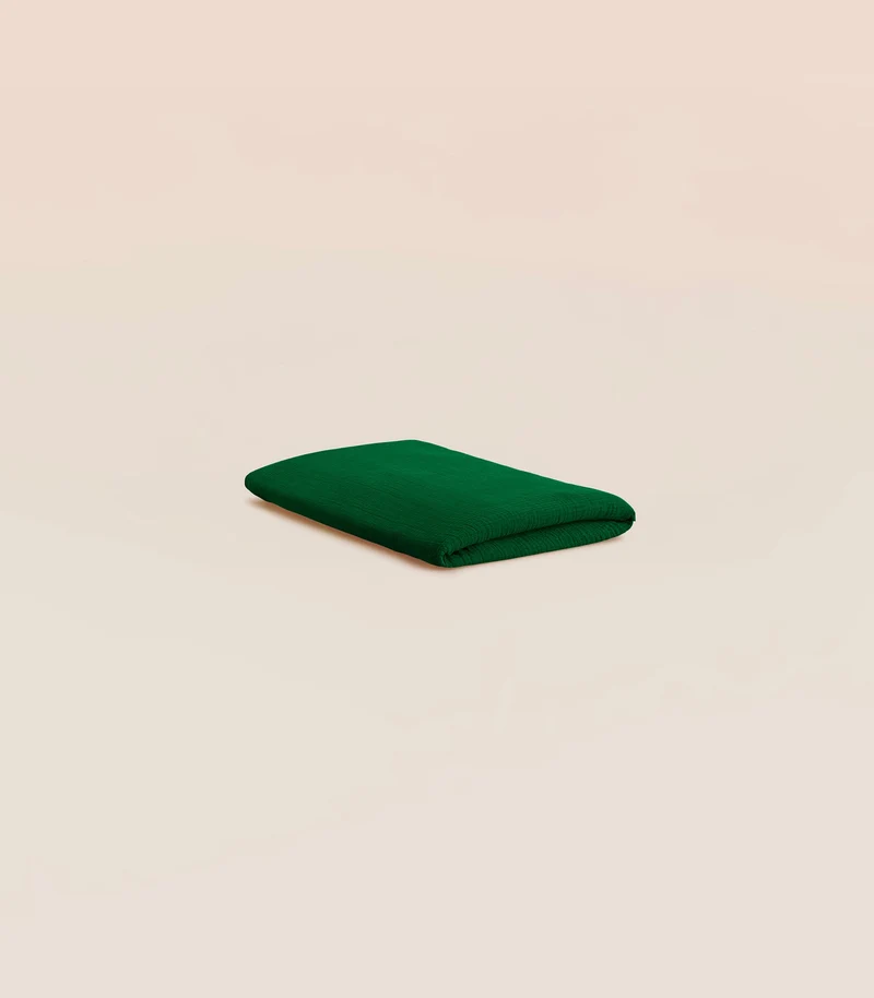 Drap housse en gaze de coton - Vert romarin
