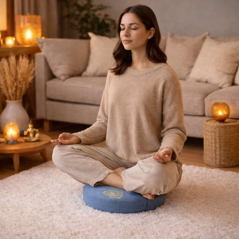 Coussin de Méditation Bouddhiste bleu