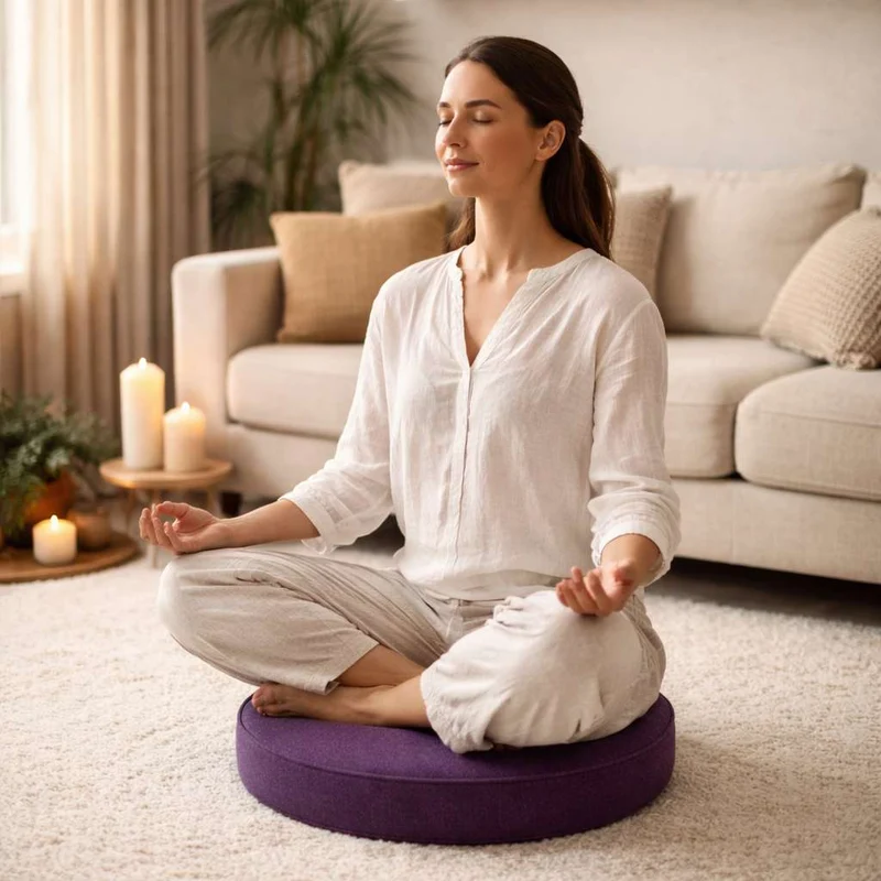 Coussin Yoga d'Assise mauve