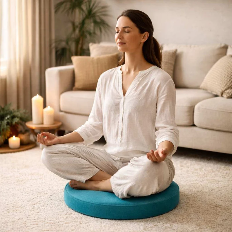 Coussin Yoga d'Assise turquoise