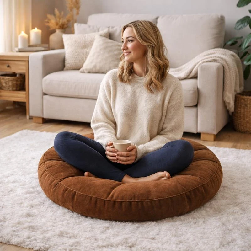 Coussin de Sol Rond marron