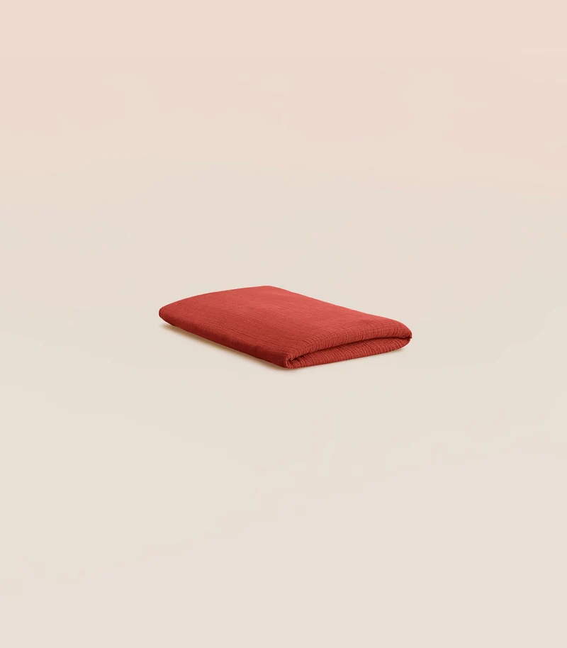 Drap housse en gaze de coton - Orange corail