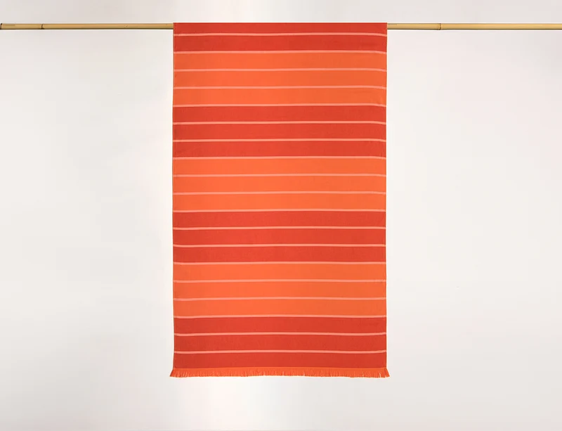 Drap de plage - MOTIF LIGNE Orangé