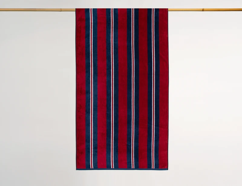 Drap de plage - LIGNE Rouge bleu