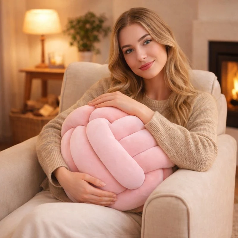 Coussin Noeud Rose