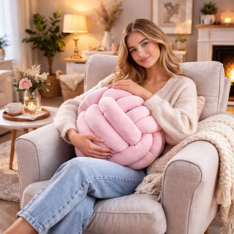 Coussin Noeud Rose pastel