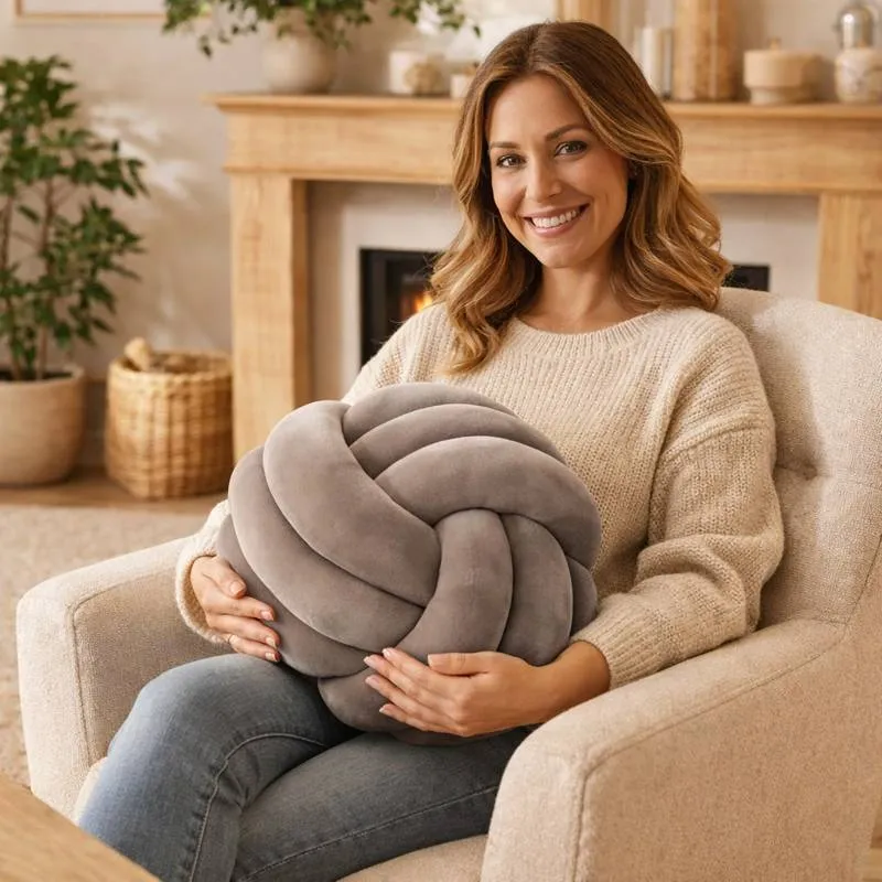 Coussin Noeud Taupe