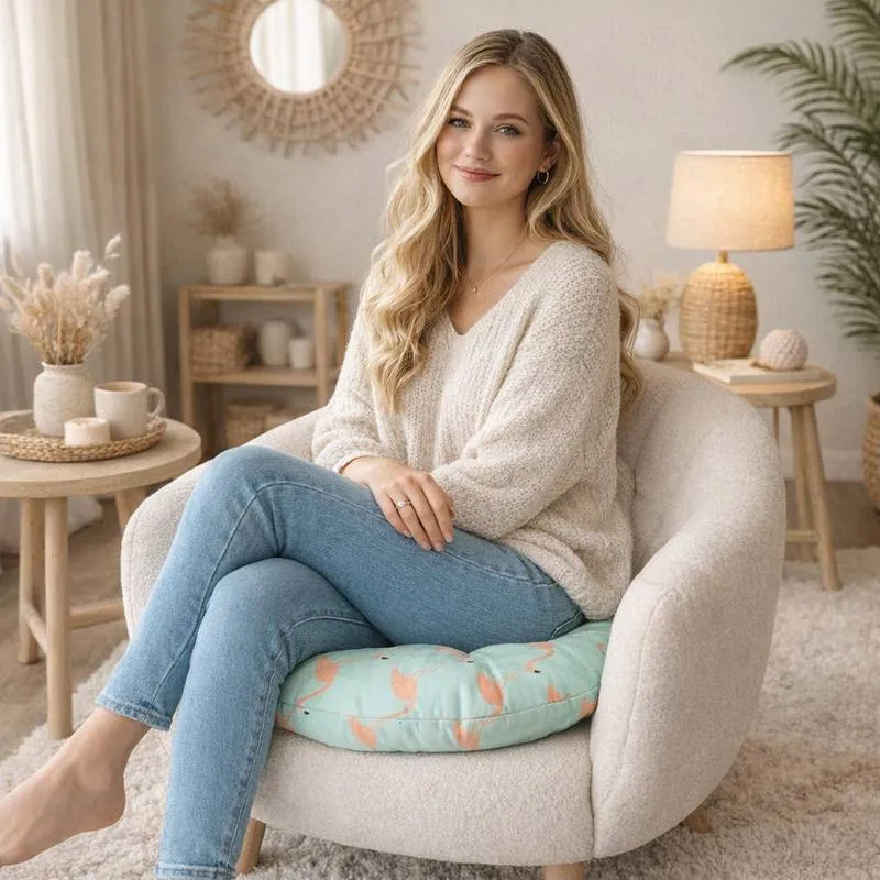 Coussin de Chaise Rond Flamant rose