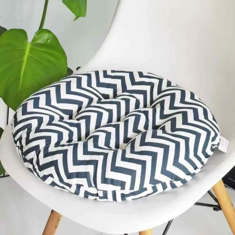 Coussin de Chaise Rond bleu & blanc