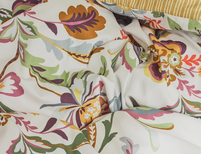 Drap plat Satin de coton lavé - GIRANDOLE