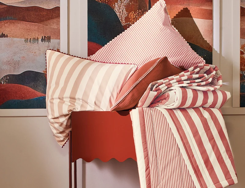 Couvre Lit Matelassé Percale Imprimé - BELLA VITA Terra Cota