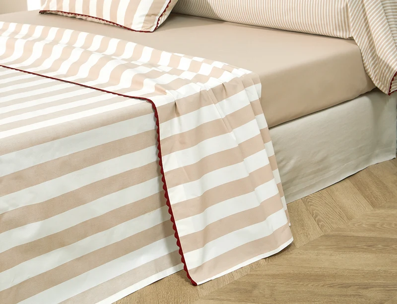 Drap plat Percale imprimée - BELLA VITA Chanvre