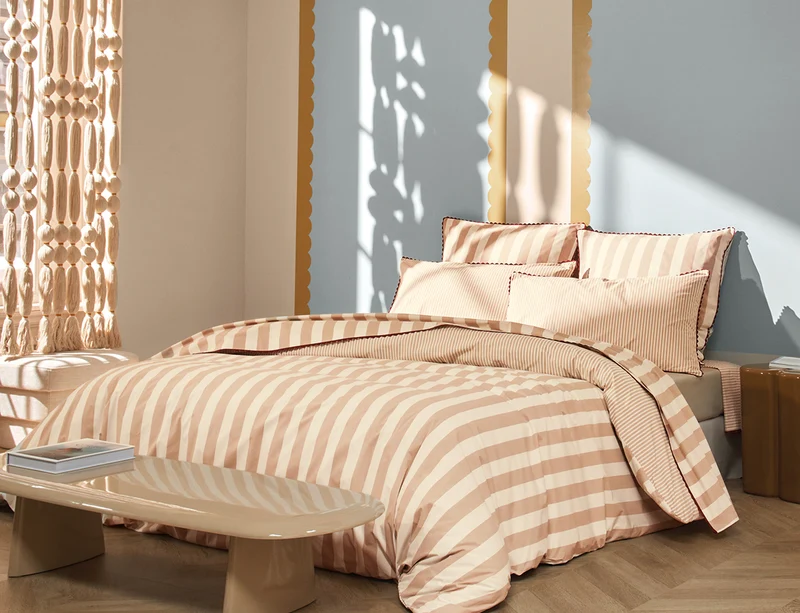 Drap plat Percale imprimée - BELLA VITA Chanvre