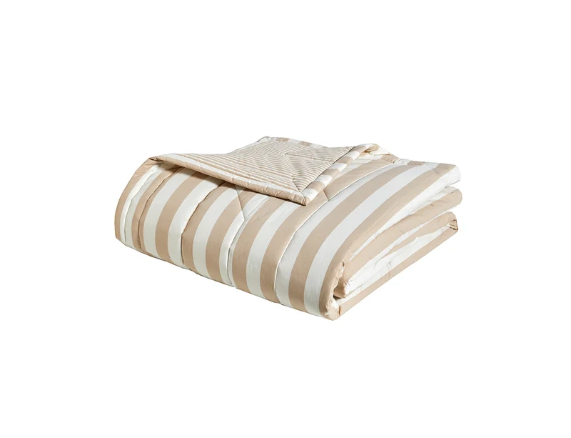 Couvre Lit Matelassé Percale Imprimé - BELLA VITA Chanvre