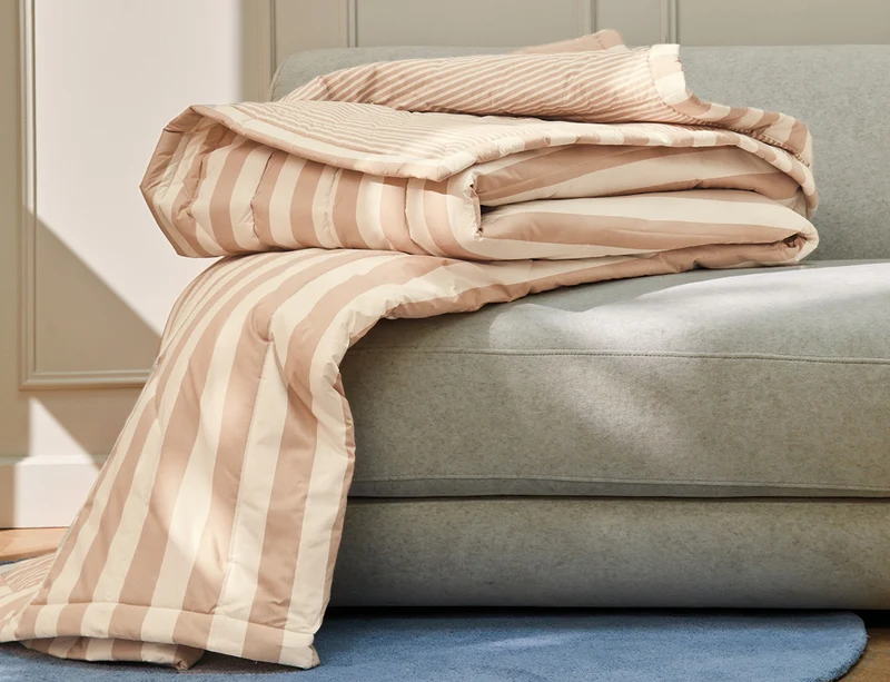 Couvre Lit Matelassé Percale Imprimé - BELLA VITA Chanvre