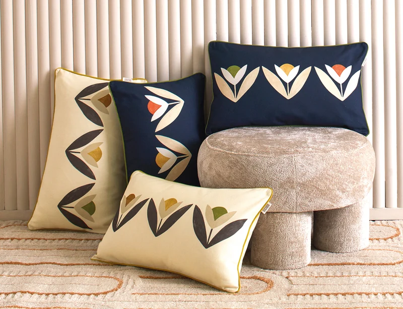 Coussin Coton - TULIPES Naturel