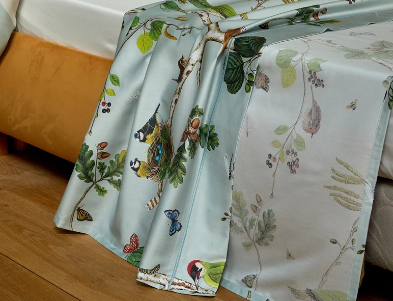 WOODLAND Bleu Céleste - Satin de Coton