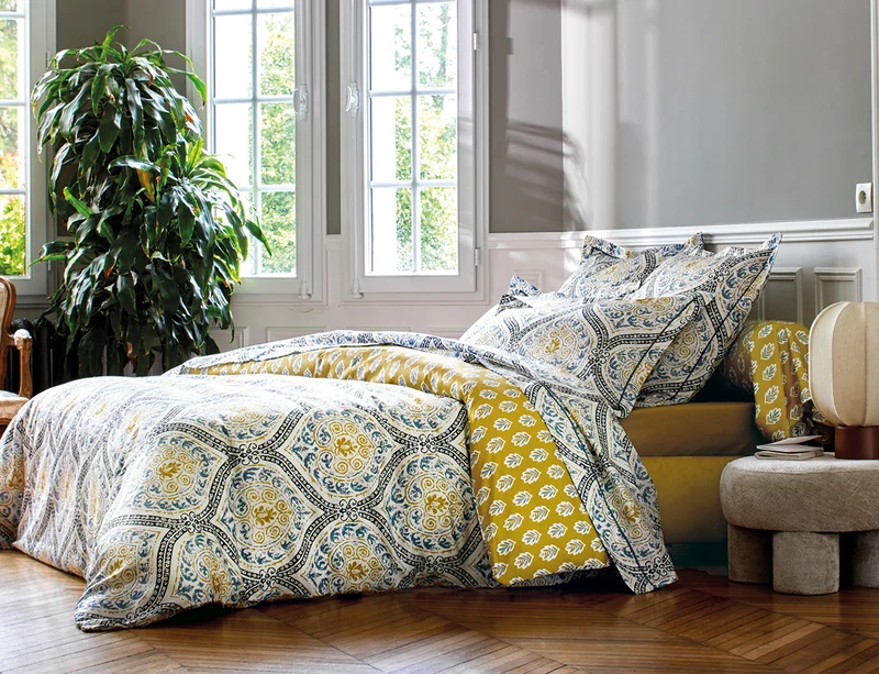 Housse de couette Satin de Coton - MADURAI Curry