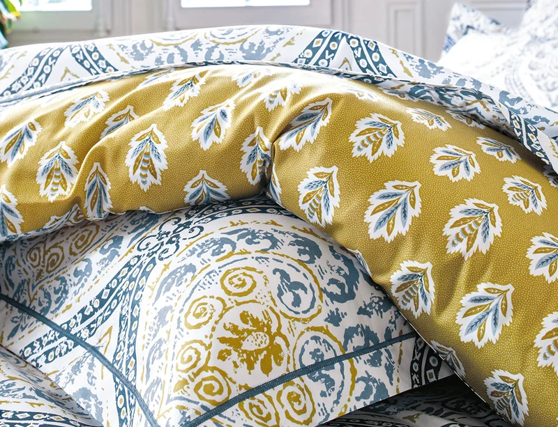 Housse de couette Satin de Coton - MADURAI Curry